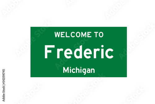 Frederic, Michigan, USA. City limit sign on transparent background.  photo