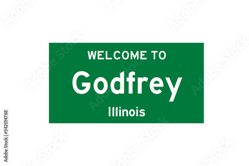 Godfrey, Illinois, USA. City limit sign on transparent background.  photo