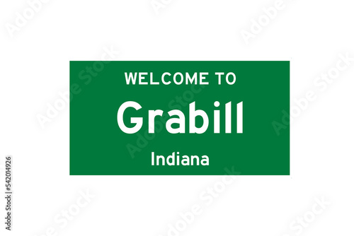 Grabill, Indiana, USA. City limit sign on transparent background.  photo