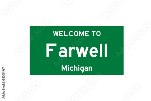 Farwell, Michigan, USA. City limit sign on transparent background.  photo