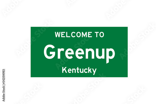 Greenup, Kentucky, USA. City limit sign on transparent background.  photo