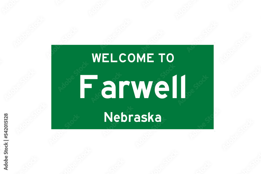 Farwell, Nebraska, USA. City limit sign on transparent background. Farwell, Nebraska, USA. City limit sign on transparent background.