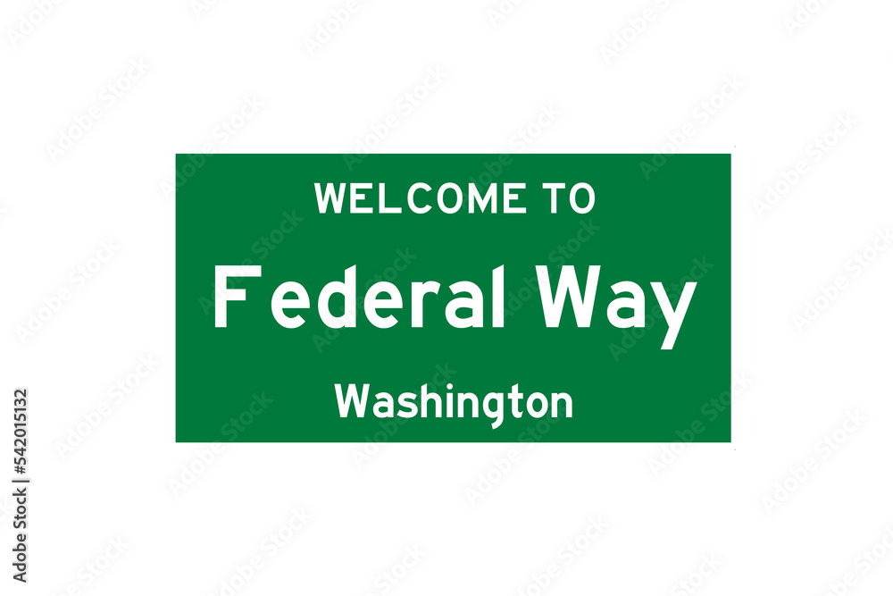 Federal Way, Washington, USA. City limit sign on transparent background. 