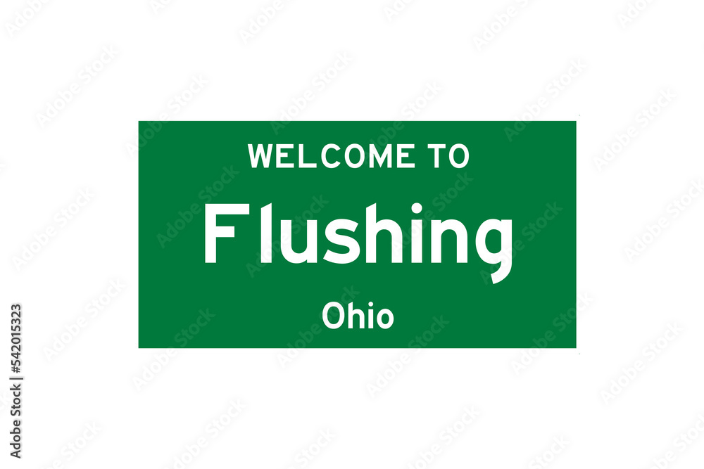 Flushing, Ohio, USA. City limit sign on transparent background. Flushing, Ohio, USA. City limit sign on transparent background.