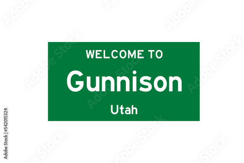 Gunnison, Utah, USA. City limit sign on transparent background.  photo