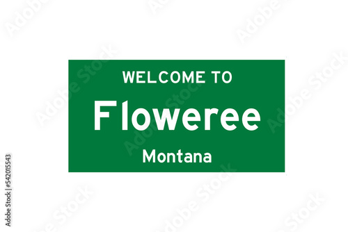 Floweree, Montana, USA. City limit sign on transparent background.  photo