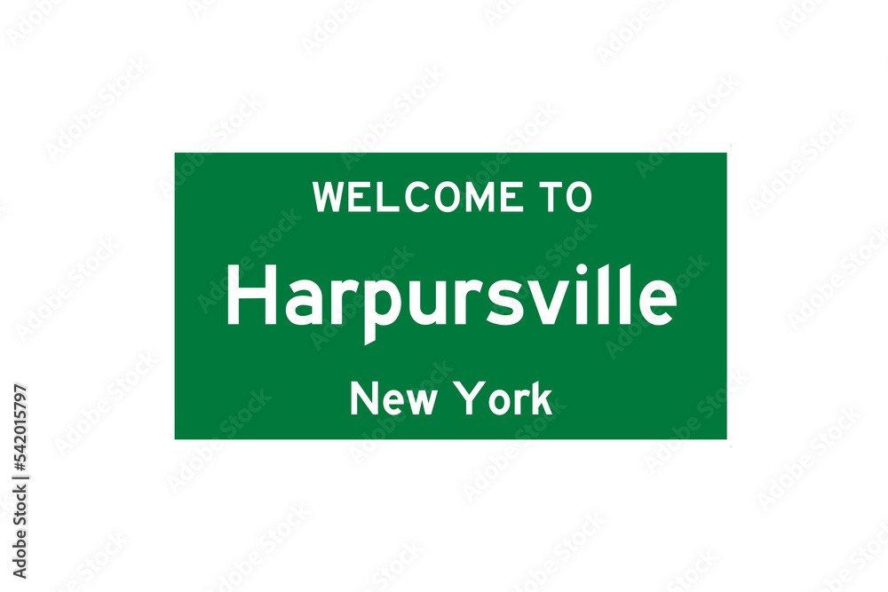 Harpursville, New York, USA. City limit sign on transparent background. Harpursville, New York, USA. City limit sign on transparent background.