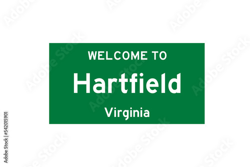 Hartfield, Virginia, USA. City limit sign on transparent background.  photo