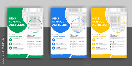Creative and modern online school education admission flyer poster template
