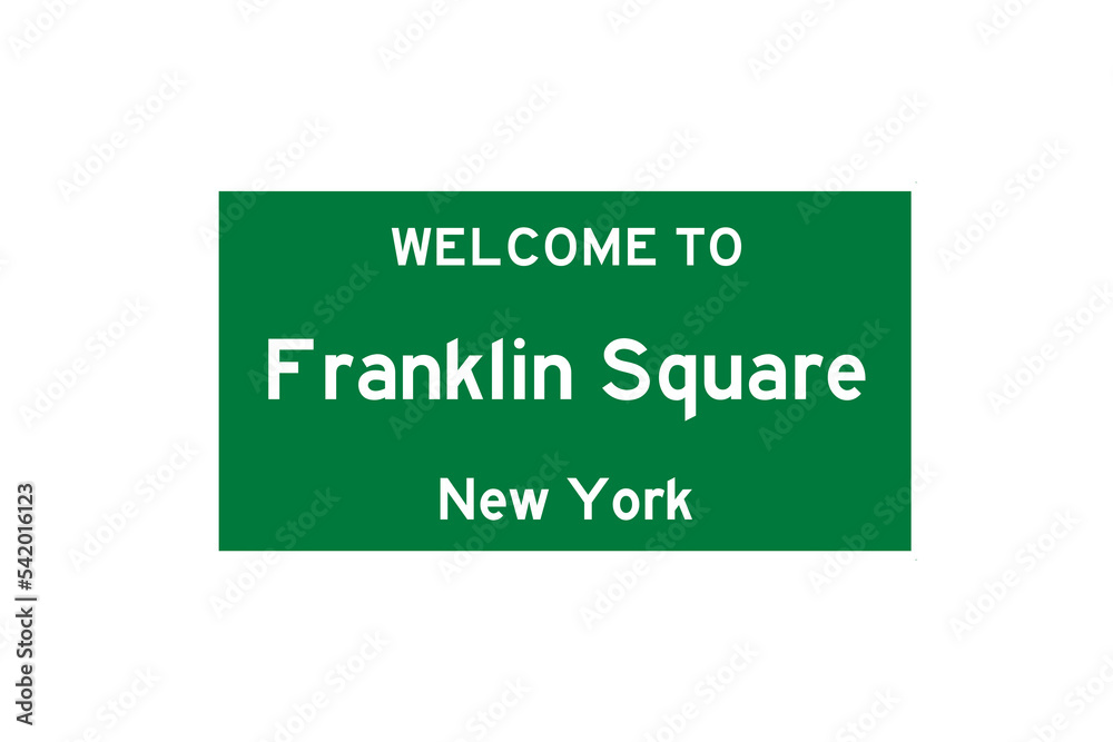 Franklin Square, New York, USA. City limit sign on transparent background. 