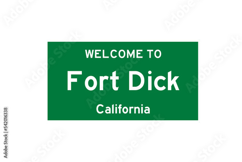 Fort Dick, California, USA. City limit sign on transparent background.  photo