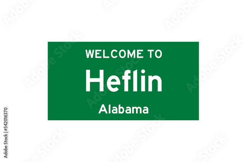 Heflin, Alabama, USA. City limit sign on transparent background.  photo