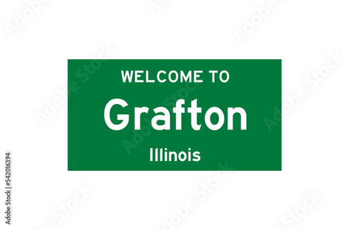 Grafton, Illinois, USA. City limit sign on transparent background. 
