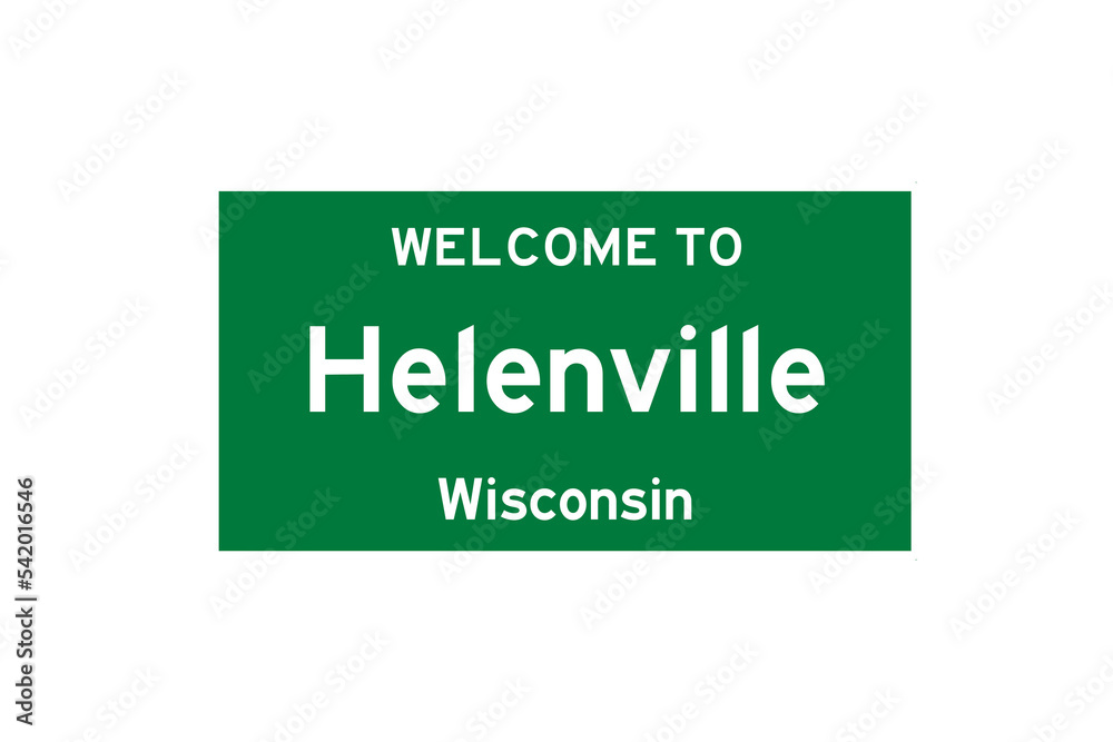 Helenville, Wisconsin, USA. City limit sign on transparent background. Helenville, Wisconsin, USA. City limit sign on transparent background.
