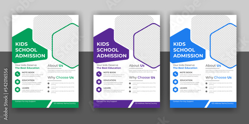 Creative and modern online school education admission flyer poster template