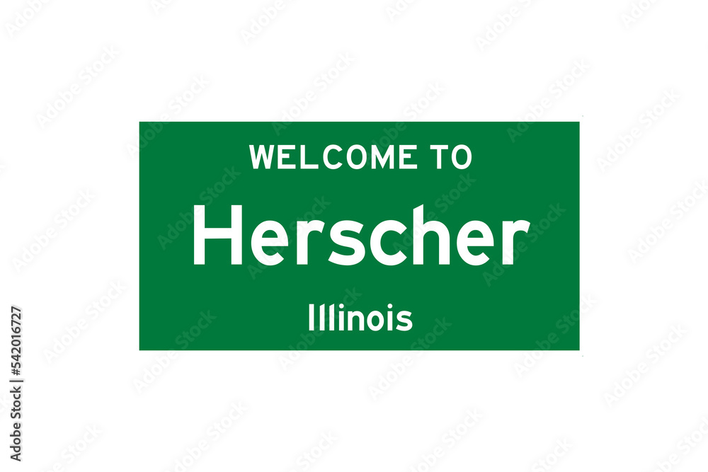 Herscher, Illinois, USA. City limit sign on transparent background. Herscher, Illinois, USA. City limit sign on transparent background.