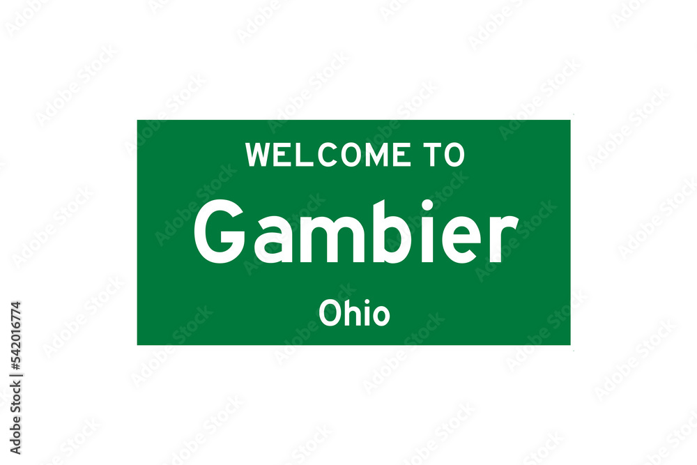 Gambier, Ohio, USA. City limit sign on transparent background. Gambier, Ohio, USA. City limit sign on transparent background.