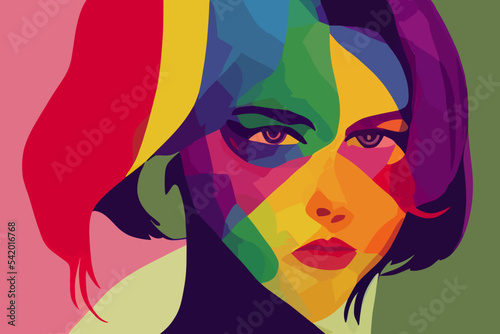 Girl straight look expresses tolerance towards lgbtq+ pride, rainbow paraphernalia,
