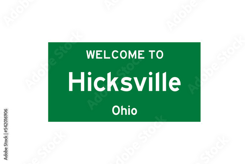 Hicksville, Ohio, USA. City limit sign on transparent background.  photo