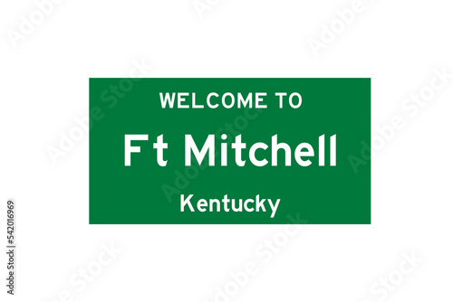 Ft Mitchell, Kentucky, USA. City limit sign on transparent background.  photo