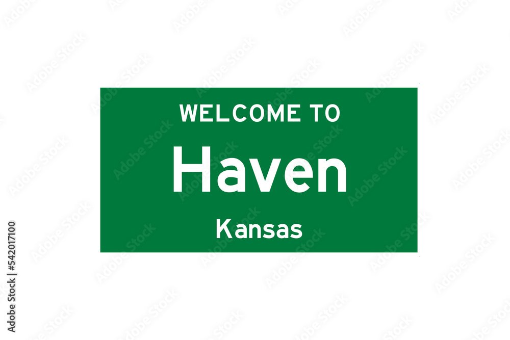 Haven, Kansas, USA. City limit sign on transparent background. Haven, Kansas, USA. City limit sign on transparent background.
