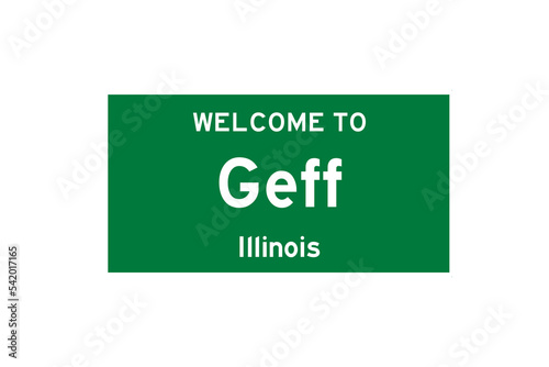 Geff, Illinois, USA. City limit sign on transparent background.  photo