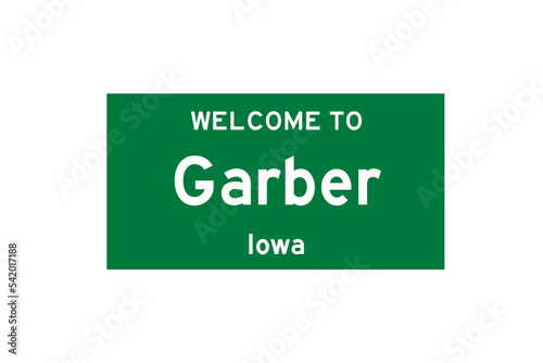 Garber, Iowa, USA. City limit sign on transparent background.  photo