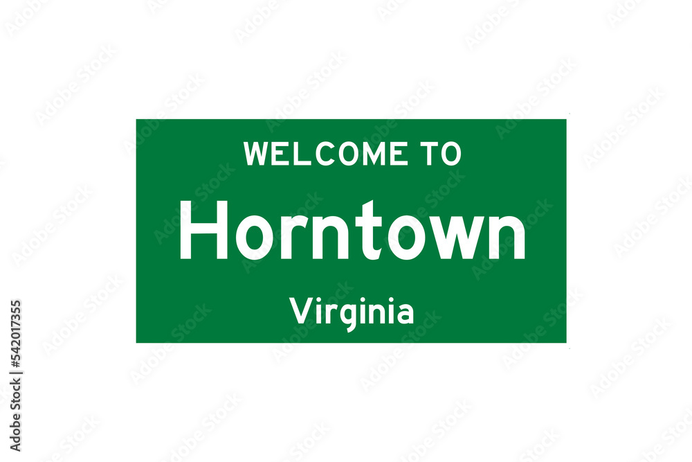 Horntown, Virginia, USA. City limit sign on transparent background. Horntown, Virginia, USA. City limit sign on transparent background.