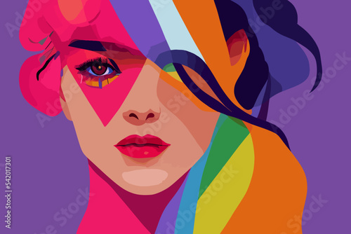 Lgbt girl anti human rights discrimination, long hair