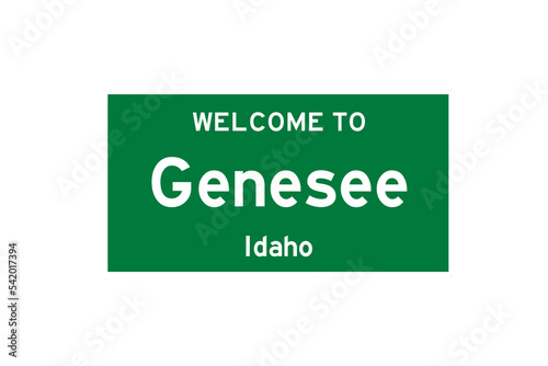 Genesee, Idaho, USA. City limit sign on transparent background.  photo