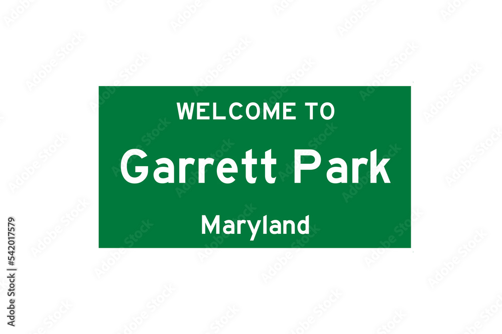 Garrett Park, Maryland, USA. City limit sign on transparent background. Garrett Park, Maryland, USA. City limit sign on transparent background.
