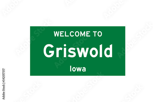 Griswold, Iowa, USA. City limit sign on transparent background.  photo