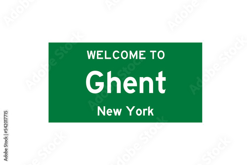 Ghent, New York, USA. City limit sign on transparent background.  photo