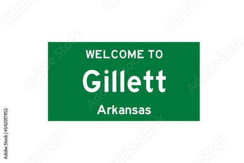 Gillett, Arkansas, USA. City limit sign on transparent background.  photo