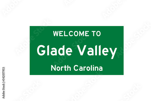 Glade Valley, North Carolina, USA. City limit sign on transparent background.  photo