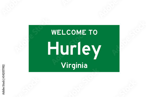 Hurley, Virginia, USA. City limit sign on transparent background.  photo