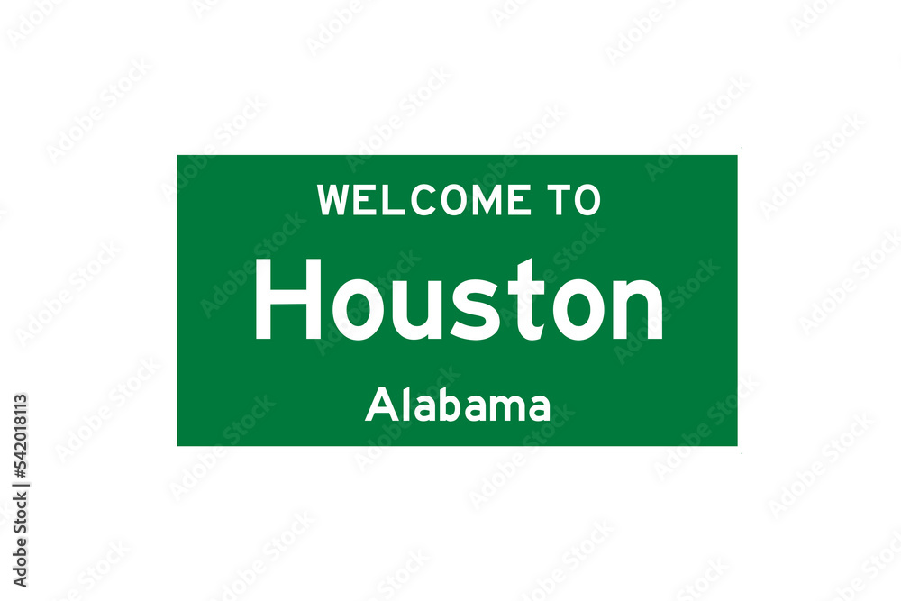 Houston, Alabama, USA. City limit sign on transparent background. Houston, Alabama, USA. City limit sign on transparent background.