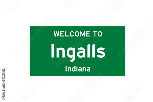 Ingalls, Indiana, USA. City limit sign on transparent background.  photo