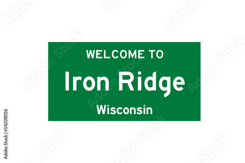 Iron Ridge, Wisconsin, USA. City limit sign on transparent background.  photo