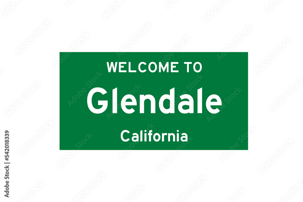 Glendale, California, USA. City limit sign on transparent background. Glendale, California, USA. City limit sign on transparent background.