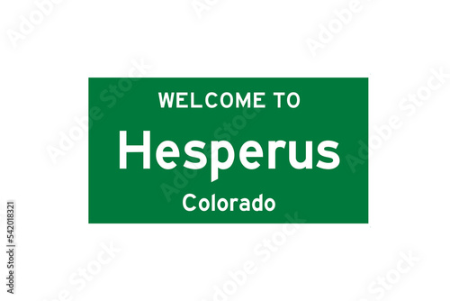 Hesperus, Colorado, USA. City limit sign on transparent background.  photo