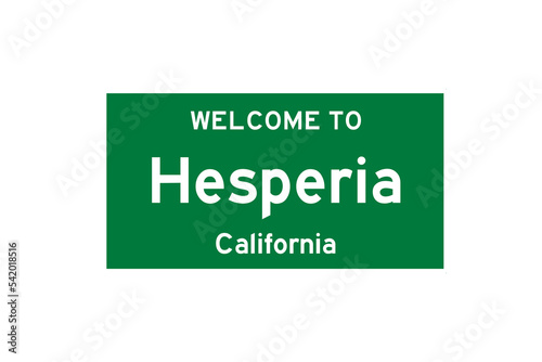 Hesperia, California, USA. City limit sign on transparent background.  photo