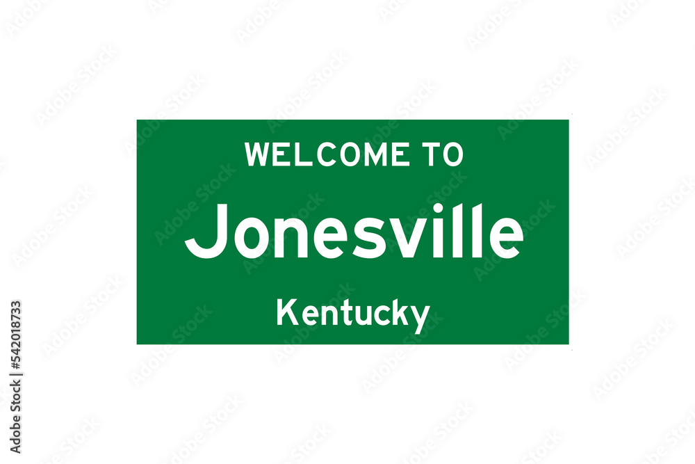 Jonesville, Kentucky, USA. City limit sign on transparent background. Jonesville, Kentucky, USA. City limit sign on transparent background.