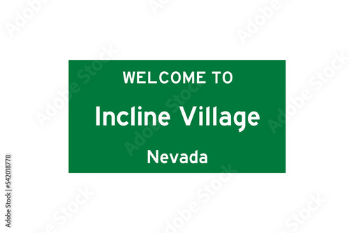 Incline Village, Nevada, USA. City limit sign on transparent background. 