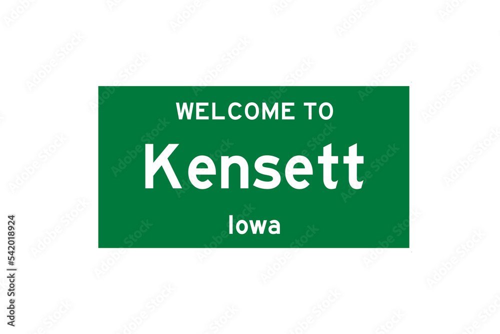 Kensett, Iowa, USA. City limit sign on transparent background. Kensett, Iowa, USA. City limit sign on transparent background.
