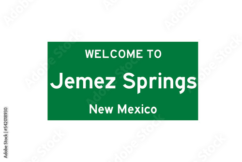 Jemez Springs, New Mexico, USA. City limit sign on transparent background.  photo