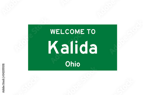 Kalida, Ohio, USA. City limit sign on transparent background.  photo