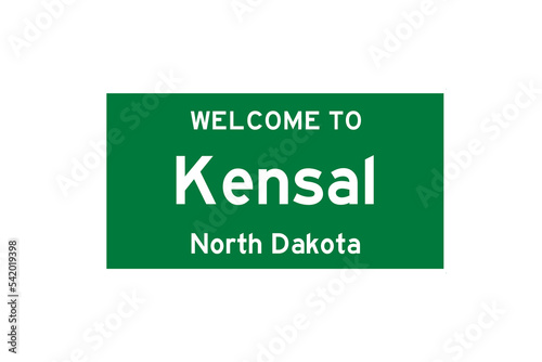Kensal, North Dakota, USA. City limit sign on transparent background.  photo