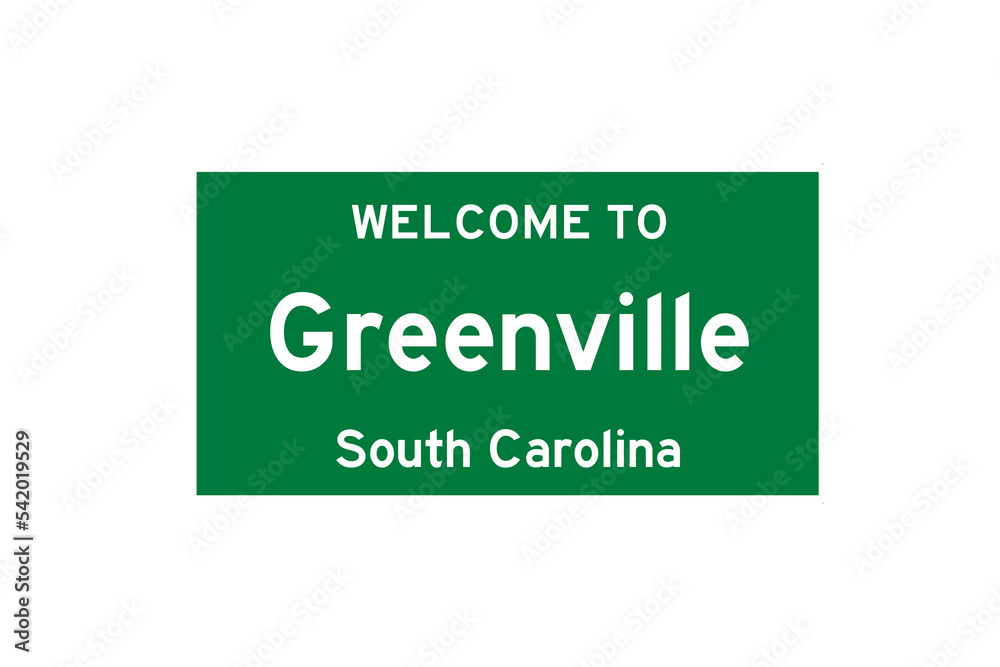 Greenville, South Carolina, USA. City limit sign on transparent background. Greenville, South Carolina, USA. City limit sign on transparent background.
