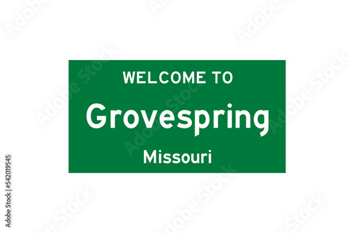 Grovespring, Missouri, USA. City limit sign on transparent background.  photo